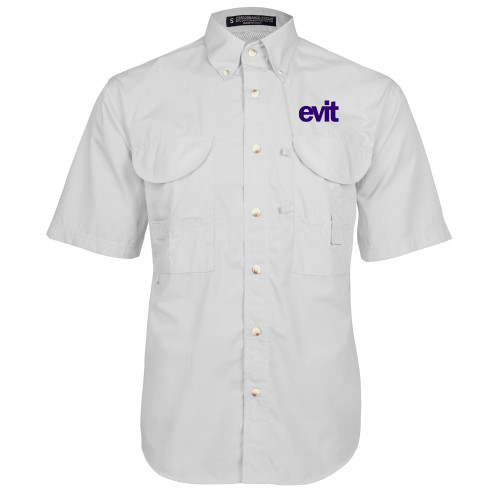  White Fishing Shirt Performance Short Sleeve - EVIT Logo