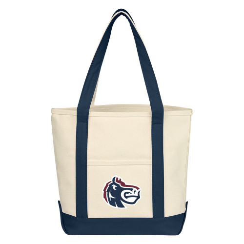  Cotton Canvas Natural/Navy Tote Bag - Fairleigh Knightro Head