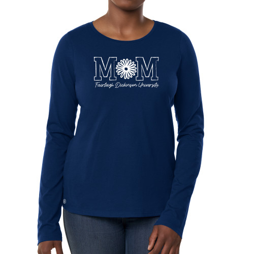  Fall Rush Ladies Navy Long Sleeve Tee - FDU Mom