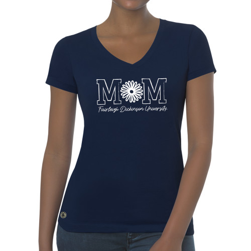  Fall Rush Ladies Navy V Neck Tee - FDU Mom