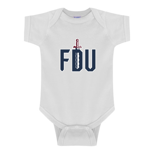  White Infant Onesie - FDU with Sword