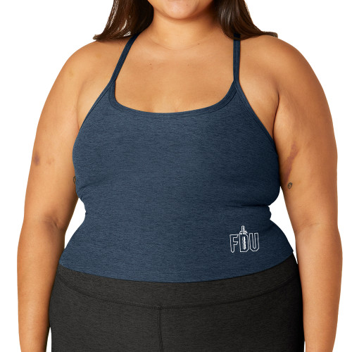  Beyond Yoga Womens Nocturnal Navy Spacedye Slim Racerback Cropped Tank  - FDU with Sword