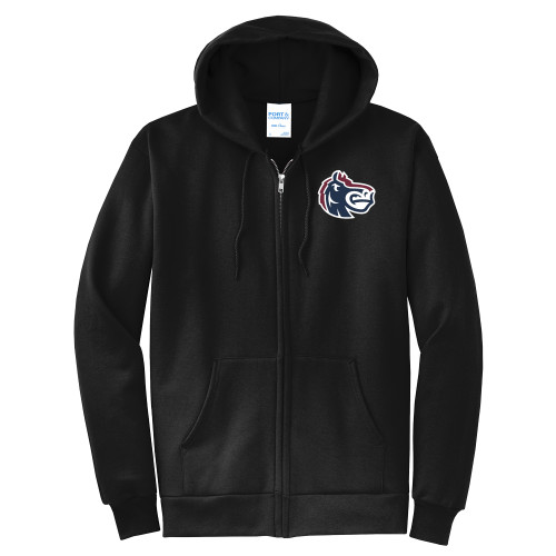  Extended Black Fleece Full Zip Hoodie - Fairleigh Knightro Head
