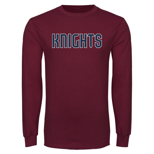 Maroon Long Sleeve T Shirt - Fairleigh Knights Wordmark