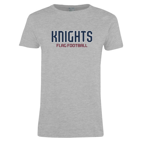  Womens Grey Short Sleeve Tee - FDU Knights Flag Football