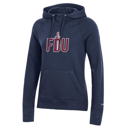  Champion Womens Navy Pull Over Hood - FDU with Sword
