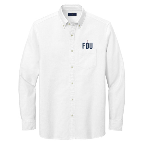  Brooks Brothers Mens White Casual Oxford Cloth Shirt - FDU with Sword