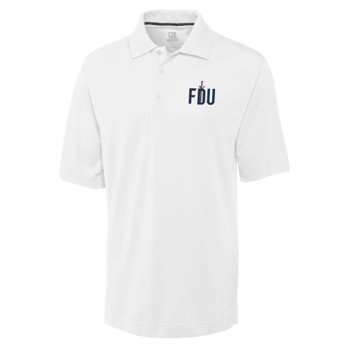  C&B White Advantage TriBlend Pique Polo - FDU with Sword