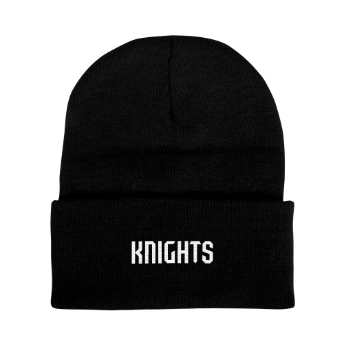  Black Knit Beanie w/Cuff - Fairleigh Knights Wordmark