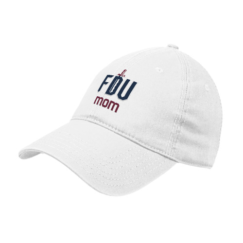  White Unstructured Adjustable Low Profile Hat - FDU Mom