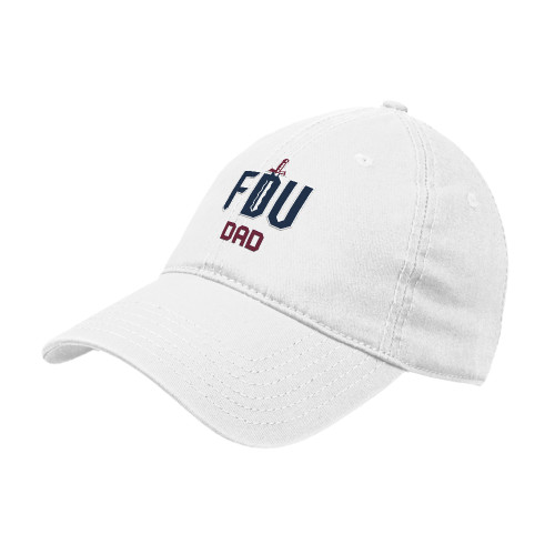  White Unstructured Adjustable Low Profile Hat - FDU Dad