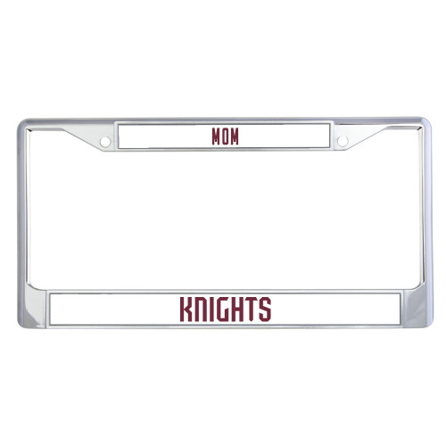  Mom Metal License Plate Frame in Chrome - Fairleigh Knights Wordmark