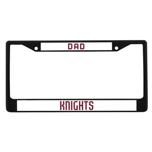  Dad Metal License Plate Frame in Black - Fairleigh Knights Wordmark