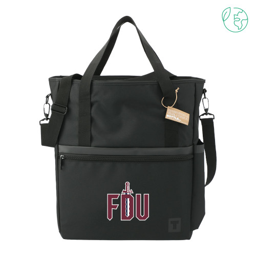  Tranzip Black Recycled Computer Tote - FDU with Sword