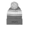 Thumbnail image for  Grey/White Two Tone Knit Pom Beanie w/Cuff