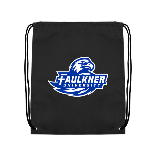  Black Drawstring Backpack - Faulkner University Primary Logo