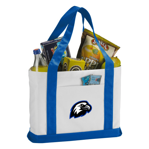  Contender White/Royal Canvas Tote - Faulkner University Mascot Head