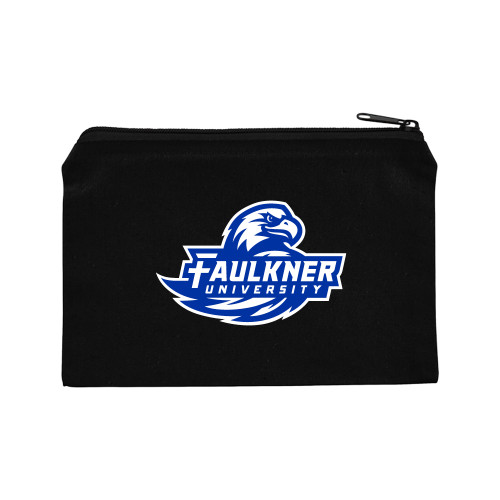  8oz. Black Cotton Travel Pouch - Faulkner University Primary Logo
