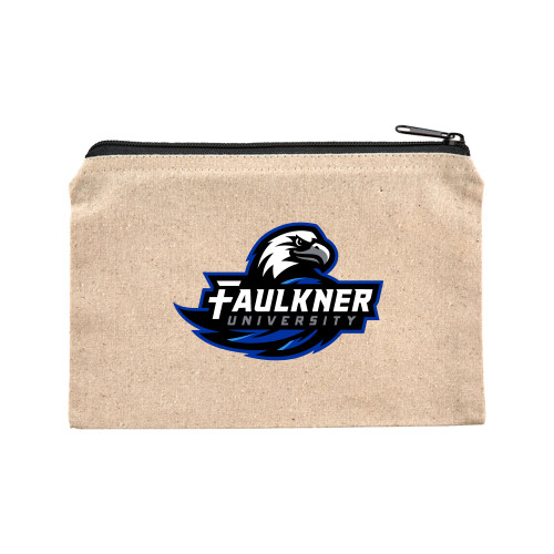  8oz. Natural Cotton Travel Pouch - Faulkner University Primary Logo