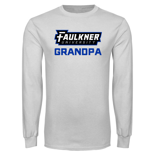  White Long Sleeve T Shirt - Faulkner University Grandpa