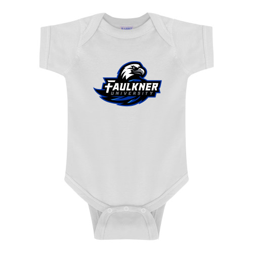  White Infant Onesie - Faulkner University Primary Logo