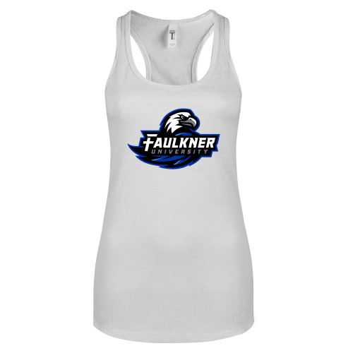  Next Level Racerback Tank White - Faulkner University Primary Logo