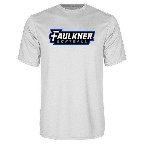  White Performance Tee - Faulkner University Softball