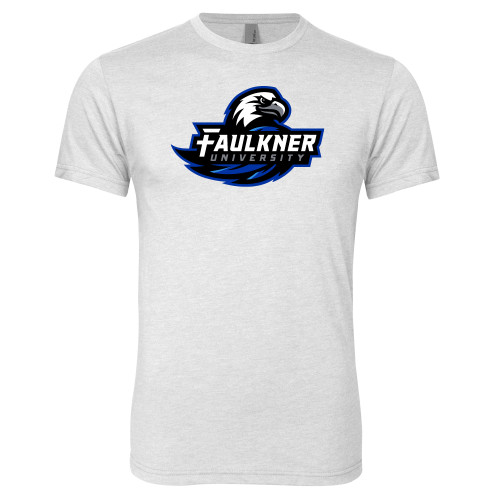  Next Level Heather White Triblend Tee - Faulkner University Primary Logo
