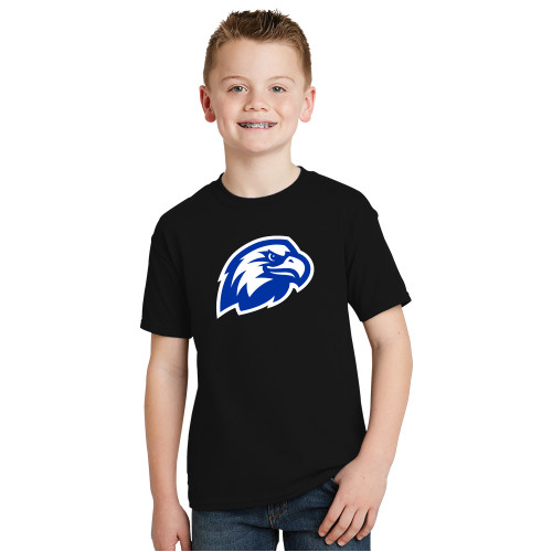  Youth Black T Shirt - Faulkner University Mascot Head