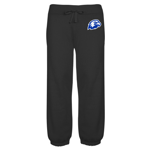  ENZA Womens Black Banded Fleece Capri - Faulkner University Mascot Head