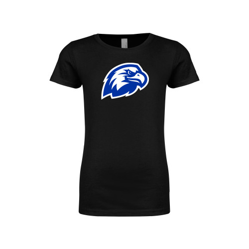  Next Level Girls Black Fashion Fit T Shirt - Faulkner University Mascot Head