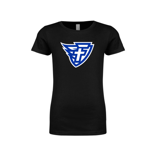  Next Level Girls Black Fashion Fit T Shirt - Faulkner University F Wing Shield