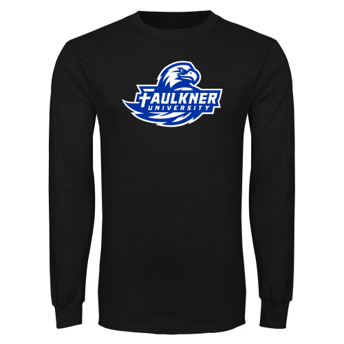  Black Long Sleeve T Shirt - Faulkner University Primary Logo