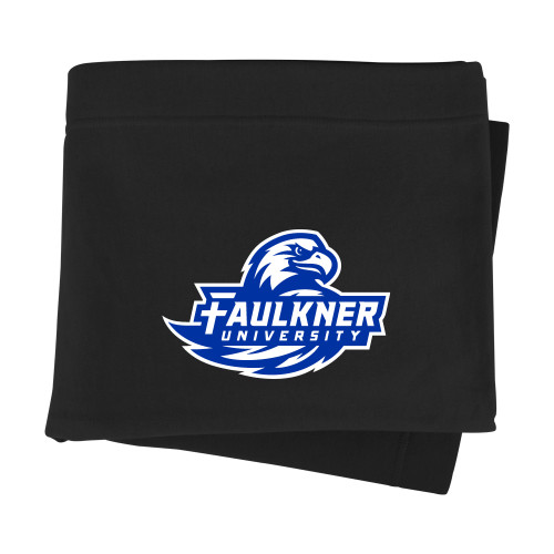  Black Sweatshirt Blanket - Faulkner University Primary Logo