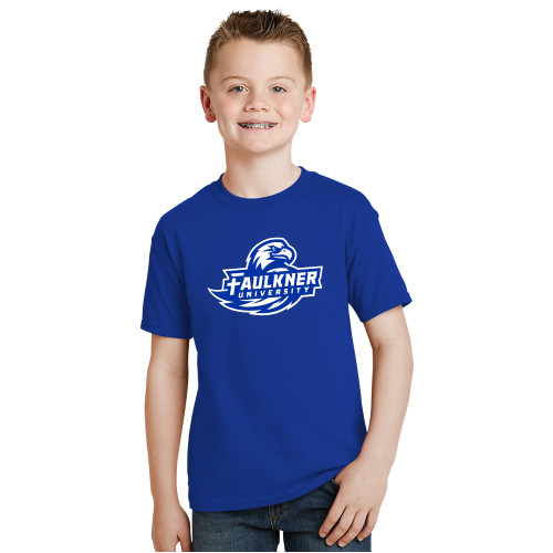  Youth Royal T Shirt - Faulkner University Primary Logo