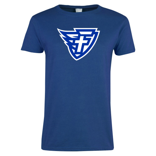  Womens Royal Short Sleeve Tee - Faulkner University F Wing Shield