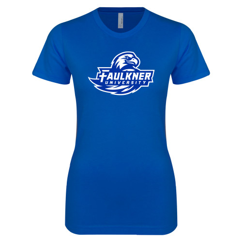 Next Level Womens Royal Boyfriend Tee - Faulkner University Primary Logo