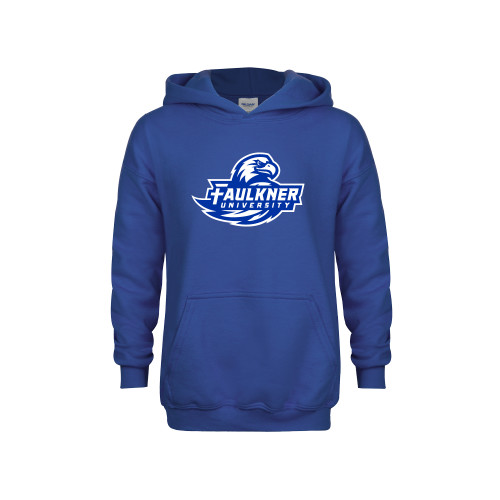  Youth Royal Fleece Hoodie - Faulkner University Primary Logo