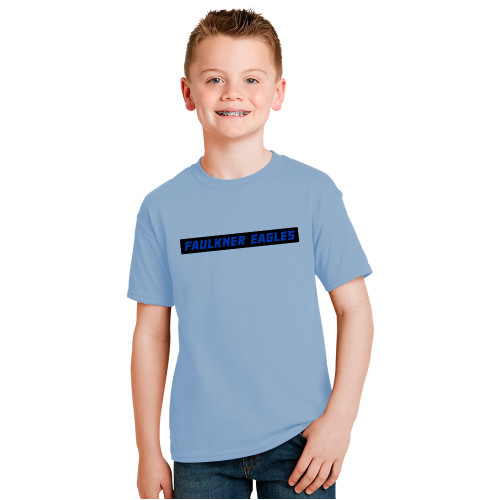  Youth Light Blue T Shirt - Faulkner Eagles Flat