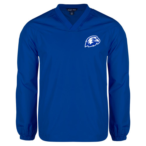  Royal V Neck Raglan Windshirt - Faulkner University Mascot Head