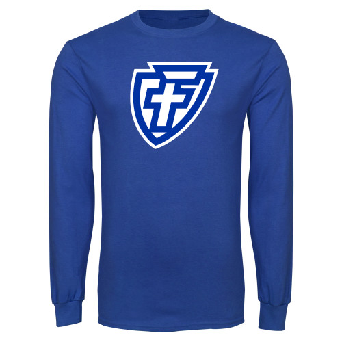  Royal Long Sleeve T Shirt - Faulkner University F Shield