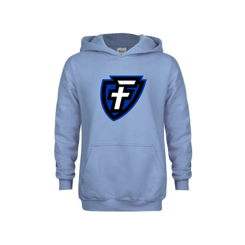  Youth Light Blue Fleece Hoodie - Faulkner University F Shield