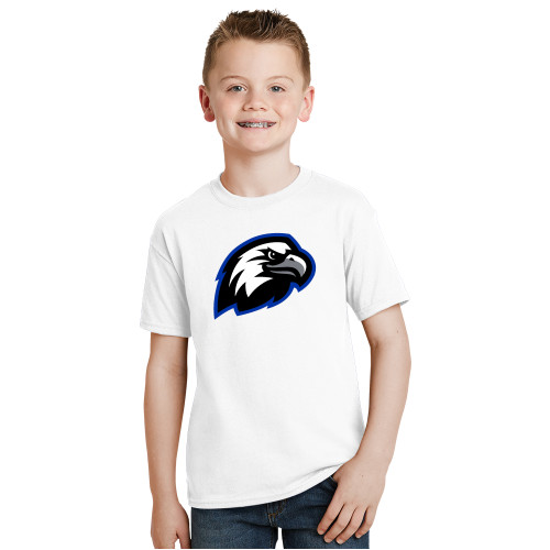  Youth White T Shirt - Faulkner University Mascot Head