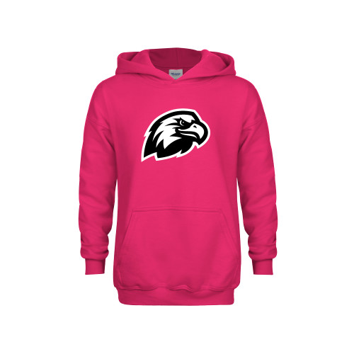  Youth Hot Pink Fleece Hoodie - Faulkner University Mascot Head