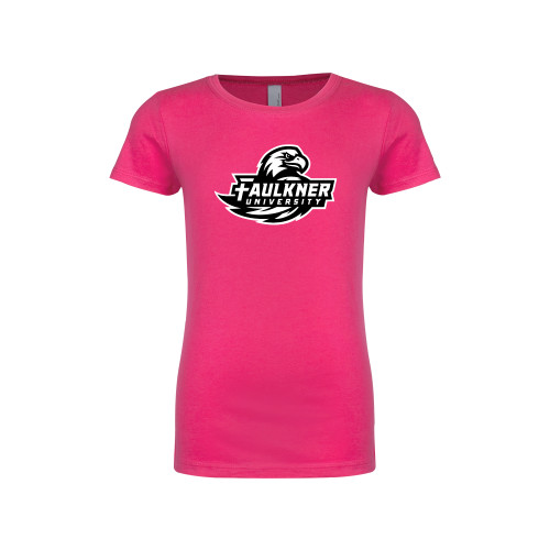  Next Level Girls Fuchsia Fashion Fit T Shirt - Faulkner University Primary Logo