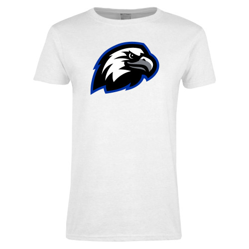  Womens White Short Sleeve Tee - Faulkner University Mascot Head
