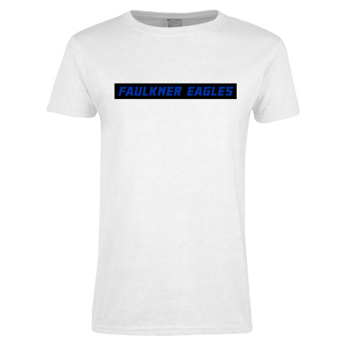  Womens White Short Sleeve Tee - Faulkner Eagles Flat