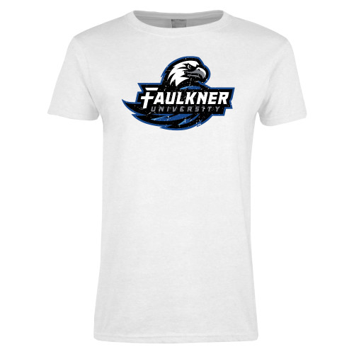  Womens White Short Sleeve Tee - Distressed