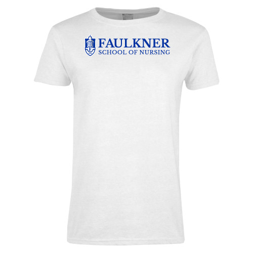  Womens White Short Sleeve Tee - Faulkner University School of Nursing
