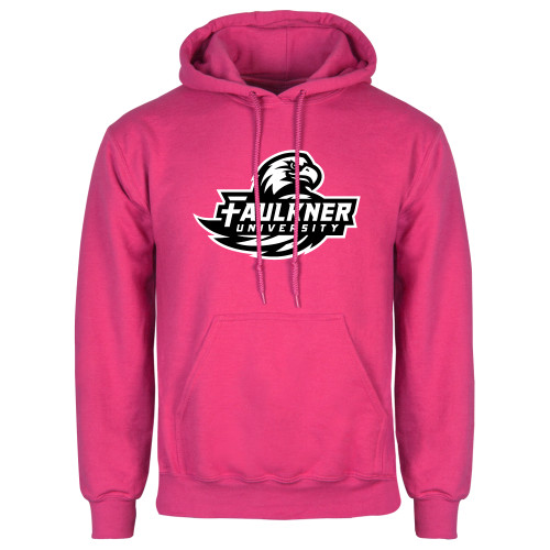  Womens Fuchsia Fleece Hoodie - Faulkner University Primary Logo